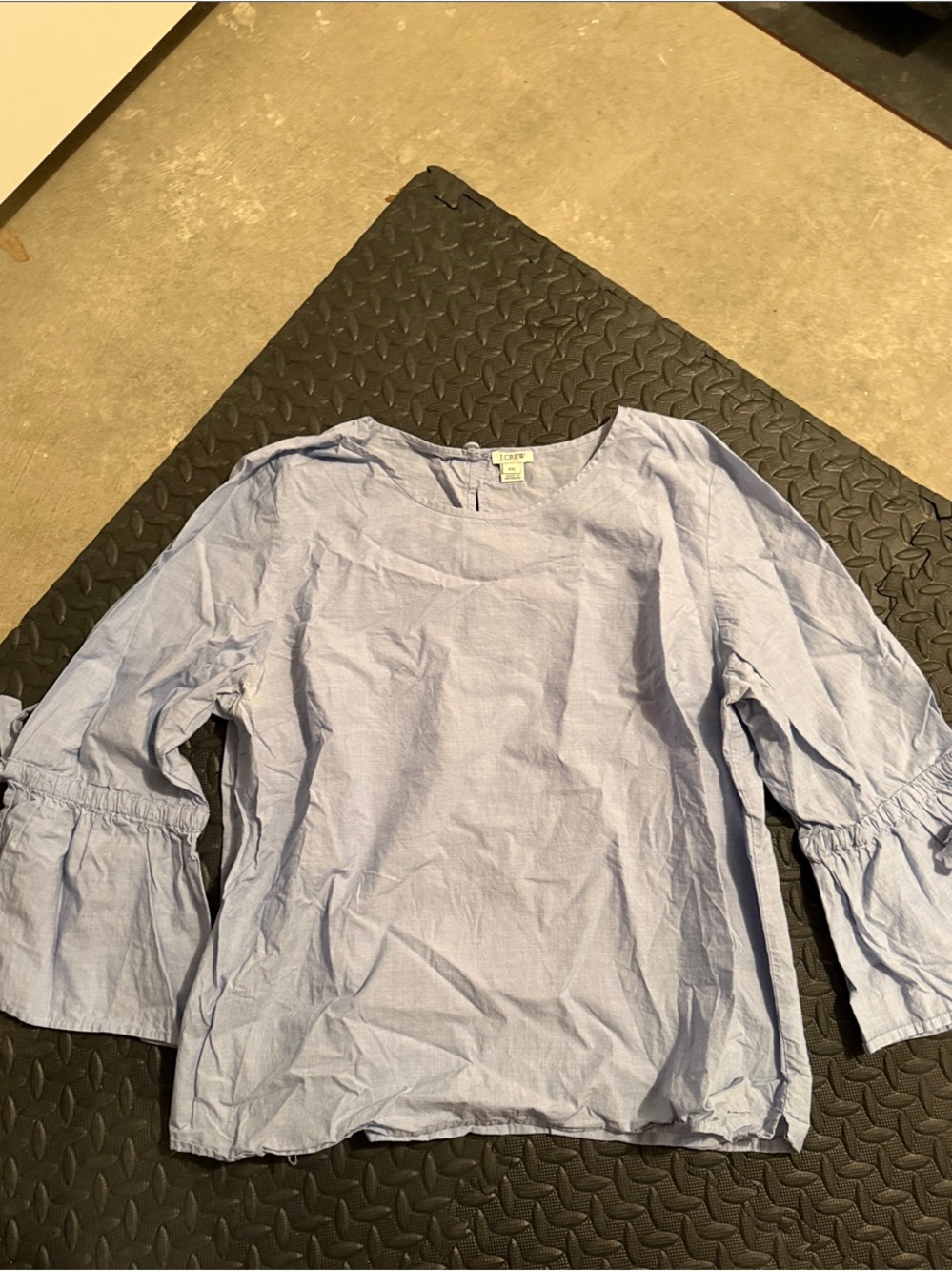 J. Crew Factory Light Blue Ruffle Sleeve Cotton Top